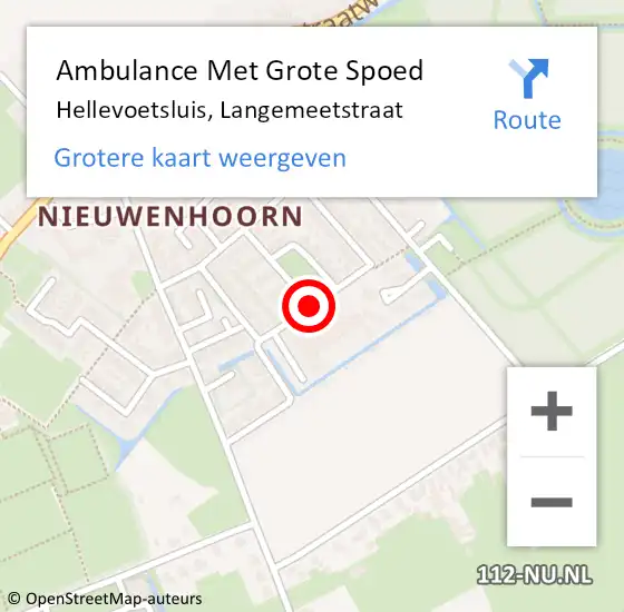 Locatie op kaart van de 112 melding: Ambulance Met Grote Spoed Naar Hellevoetsluis, Langemeetstraat op 11 juli 2018 19:16