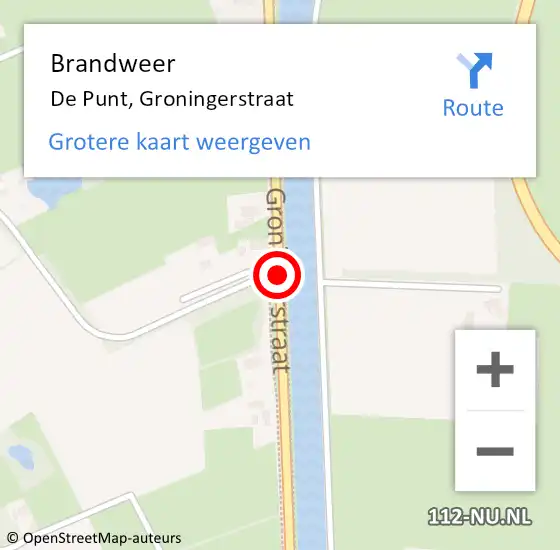 Locatie op kaart van de 112 melding: Brandweer De Punt, Groningerstraat op 11 juli 2018 19:38