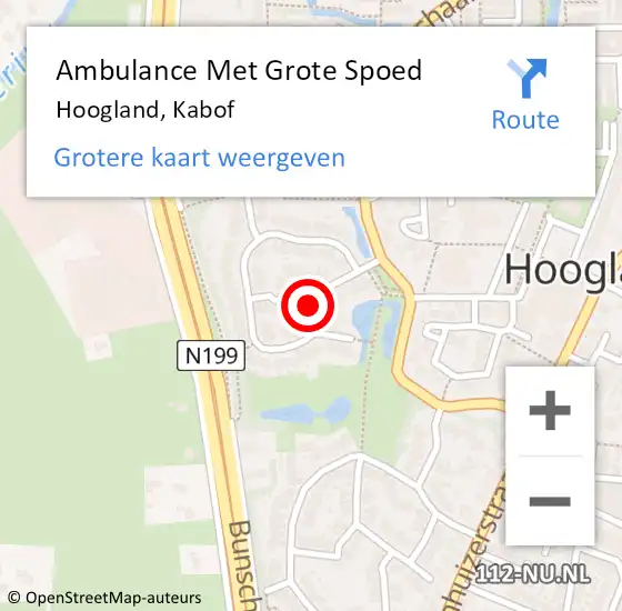 Locatie op kaart van de 112 melding: Ambulance Met Grote Spoed Naar Hoogland, Kabof op 11 juli 2018 20:42