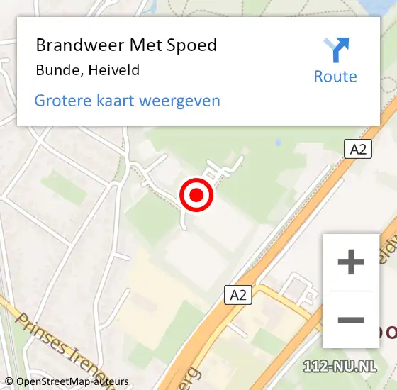 Locatie op kaart van de 112 melding: Brandweer Met Spoed Naar Bunde, Heiveld op 11 juli 2018 20:56