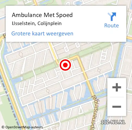 Locatie op kaart van de 112 melding: Ambulance Met Spoed Naar IJsselstein, Colijnplein op 11 juli 2018 21:10