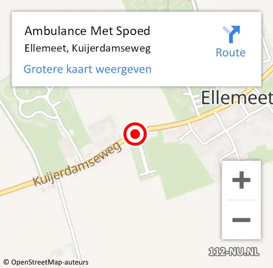 Locatie op kaart van de 112 melding: Ambulance Met Spoed Naar Ellemeet, Kuijerdamseweg op 11 juli 2018 21:21