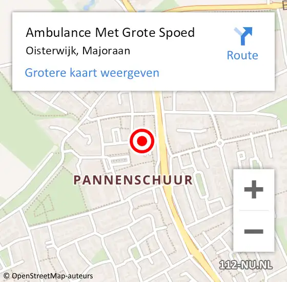 Locatie op kaart van de 112 melding: Ambulance Met Grote Spoed Naar Oisterwijk, Majoraan op 11 juli 2018 21:25