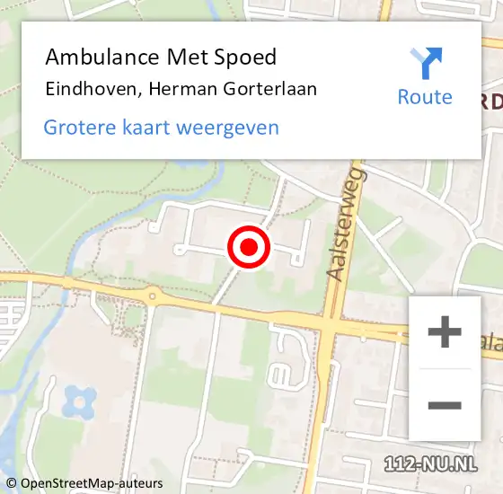 Locatie op kaart van de 112 melding: Ambulance Met Spoed Naar Eindhoven, Herman Gorterlaan op 11 juli 2018 22:25
