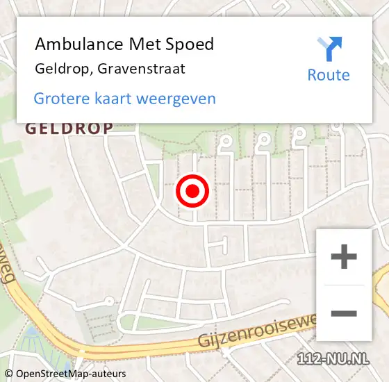 Locatie op kaart van de 112 melding: Ambulance Met Spoed Naar Geldrop, Gravenstraat op 11 juli 2018 22:29