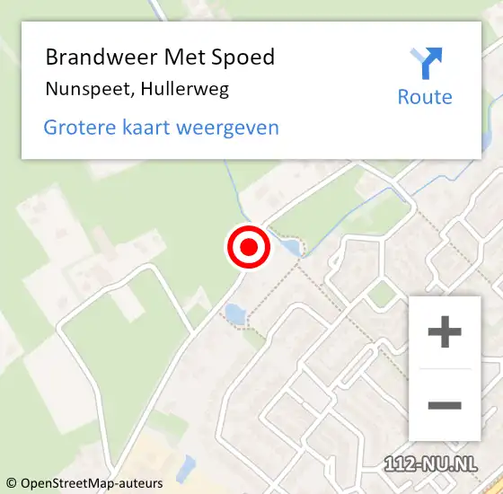 Locatie op kaart van de 112 melding: Brandweer Met Spoed Naar Nunspeet, Hullerweg op 11 juli 2018 22:31