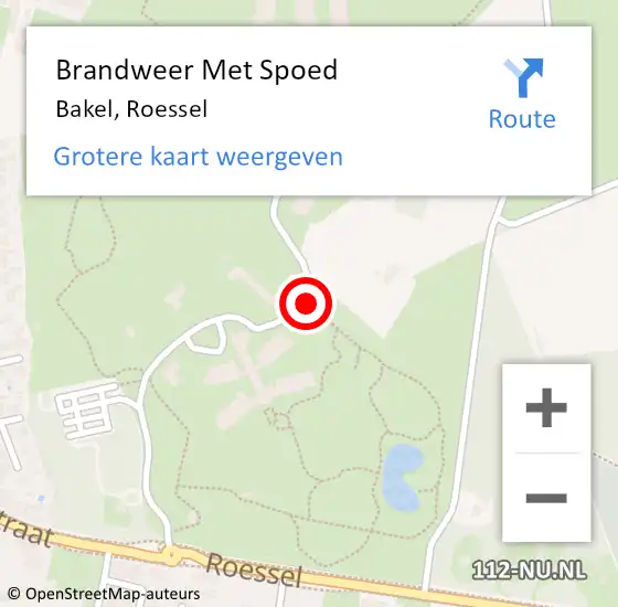 Locatie op kaart van de 112 melding: Brandweer Met Spoed Naar Bakel, Roessel op 11 juli 2018 22:39