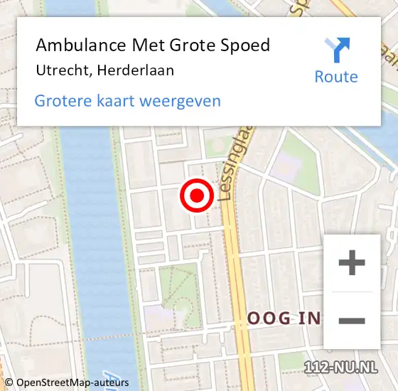Locatie op kaart van de 112 melding: Ambulance Met Grote Spoed Naar Utrecht, Herderlaan op 11 juli 2018 22:50