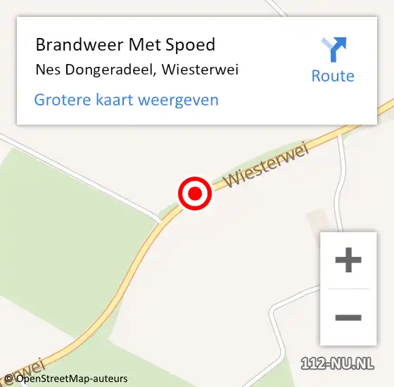 Locatie op kaart van de 112 melding: Brandweer Met Spoed Naar Nes Dongeradeel, Wiesterwei op 11 juli 2018 23:17