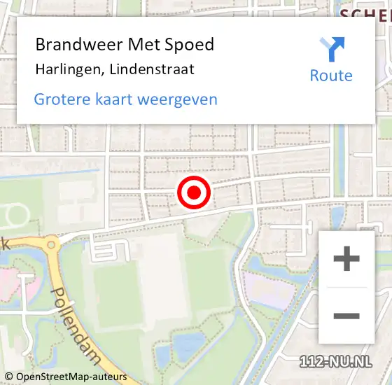 Locatie op kaart van de 112 melding: Brandweer Met Spoed Naar Harlingen, Lindenstraat op 11 juli 2018 23:17