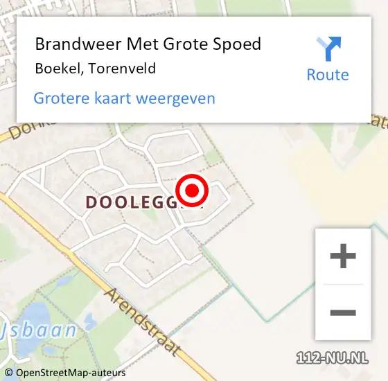 Locatie op kaart van de 112 melding: Brandweer Met Grote Spoed Naar Boekel, Torenveld op 11 juli 2018 23:19