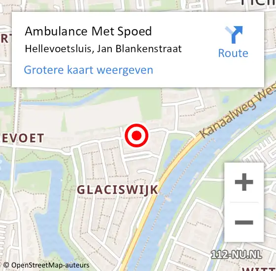 Locatie op kaart van de 112 melding: Ambulance Met Spoed Naar Hellevoetsluis, Jan Blankenstraat op 12 juli 2018 00:27