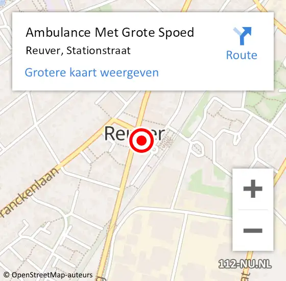 Locatie op kaart van de 112 melding: Ambulance Met Grote Spoed Naar Reuver, Stationstraat op 12 juli 2018 03:04