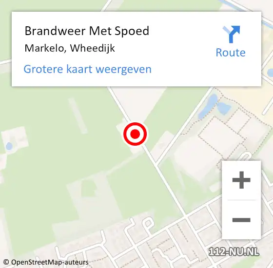 Locatie op kaart van de 112 melding: Brandweer Met Spoed Naar Markelo, Wheedijk op 12 juli 2018 04:40