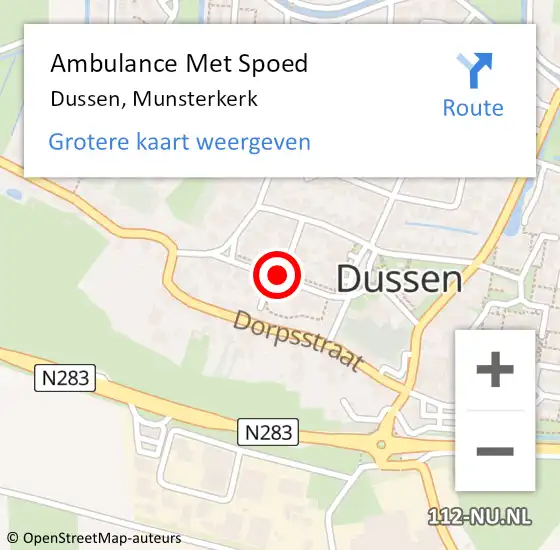 Locatie op kaart van de 112 melding: Ambulance Met Spoed Naar Dussen, Munsterkerk op 12 juli 2018 04:42