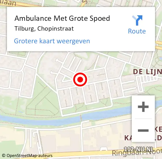 Locatie op kaart van de 112 melding: Ambulance Met Grote Spoed Naar Tilburg, Chopinstraat op 12 juli 2018 04:53