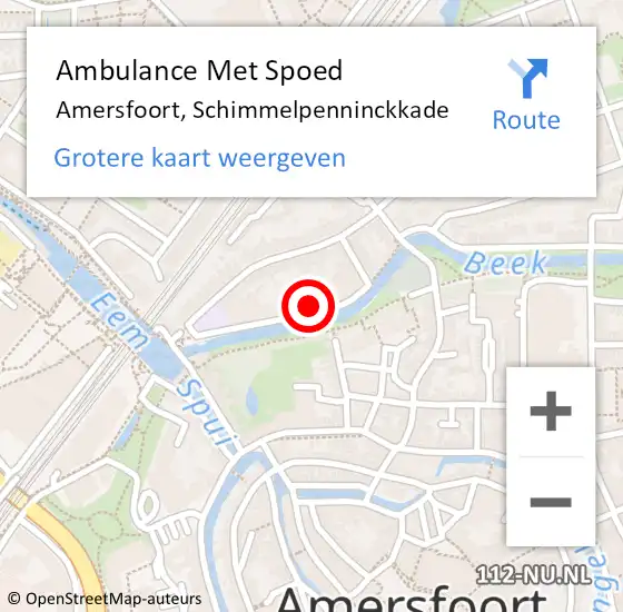 Locatie op kaart van de 112 melding: Ambulance Met Spoed Naar Amersfoort, Schimmelpenninckkade op 12 juli 2018 05:32