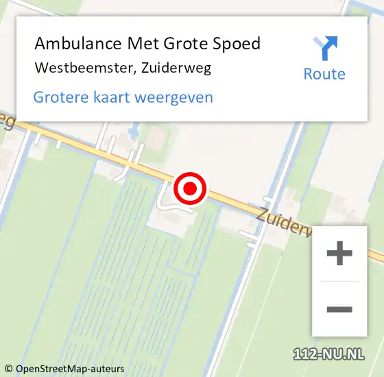 Locatie op kaart van de 112 melding: Ambulance Met Grote Spoed Naar Westbeemster, Zuiderweg op 12 juli 2018 07:23