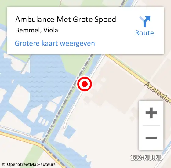 Locatie op kaart van de 112 melding: Ambulance Met Grote Spoed Naar Bemmel, Viola op 12 juli 2018 07:52