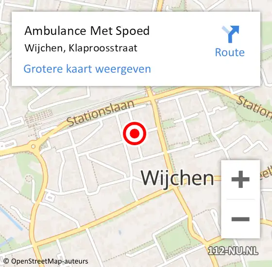 Locatie op kaart van de 112 melding: Ambulance Met Spoed Naar Wijchen, Klaproosstraat op 12 juli 2018 08:11
