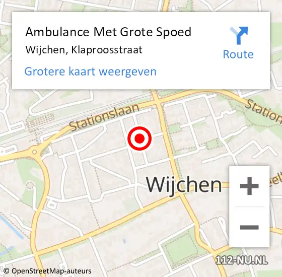 Locatie op kaart van de 112 melding: Ambulance Met Grote Spoed Naar Wijchen, Klaproosstraat op 12 juli 2018 08:12