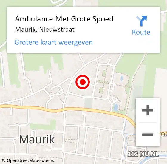 Locatie op kaart van de 112 melding: Ambulance Met Grote Spoed Naar Maurik, Nieuwstraat op 12 juli 2018 09:06