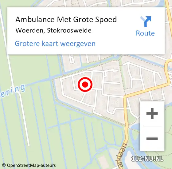 Locatie op kaart van de 112 melding: Ambulance Met Grote Spoed Naar Woerden, Stokroosweide op 12 juli 2018 09:23