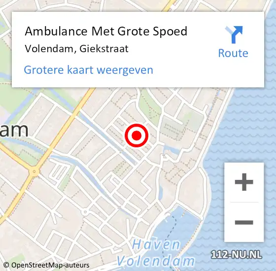 Locatie op kaart van de 112 melding: Ambulance Met Grote Spoed Naar Volendam, Giekstraat op 12 juli 2018 09:48