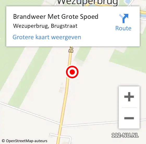 Locatie op kaart van de 112 melding: Brandweer Met Grote Spoed Naar Wezuperbrug, Brugstraat op 2 maart 2014 17:33