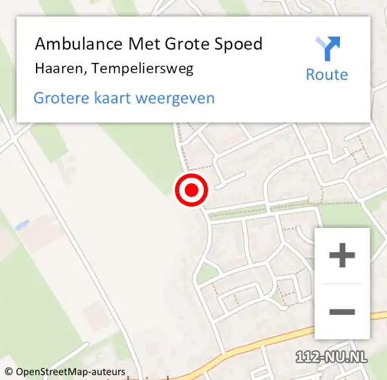 Locatie op kaart van de 112 melding: Ambulance Met Grote Spoed Naar Haaren, Tempeliersweg op 12 juli 2018 10:22