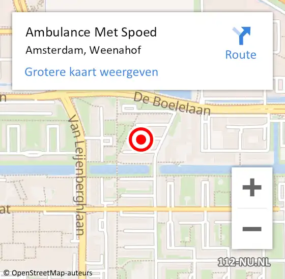 Locatie op kaart van de 112 melding: Ambulance Met Spoed Naar Amsterdam, Weenahof op 12 juli 2018 10:33