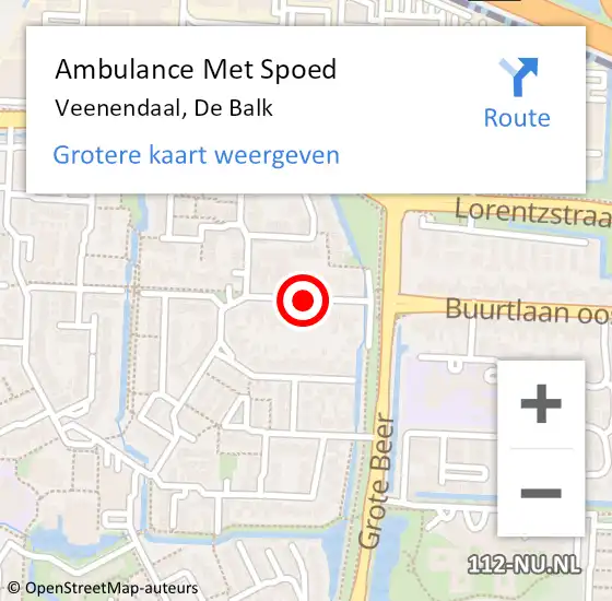 Locatie op kaart van de 112 melding: Ambulance Met Spoed Naar Veenendaal, De Balk op 12 juli 2018 11:18