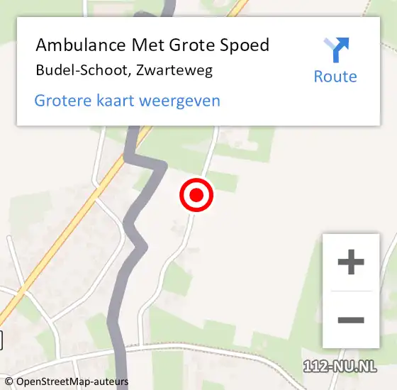 Locatie op kaart van de 112 melding: Ambulance Met Grote Spoed Naar Budel-Schoot, Zwarteweg op 12 juli 2018 11:26