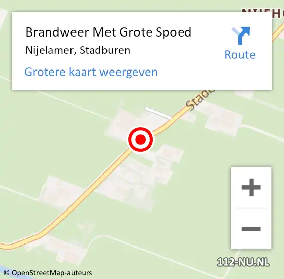 Locatie op kaart van de 112 melding: Brandweer Met Grote Spoed Naar Nijelamer, Stadburen op 12 juli 2018 12:04