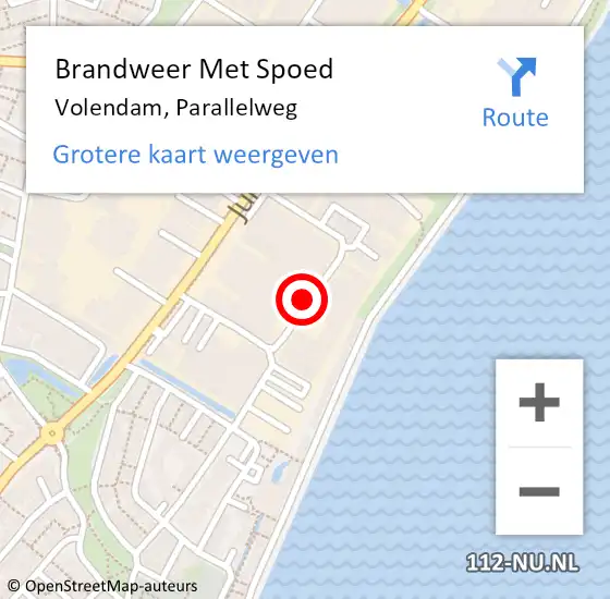 Locatie op kaart van de 112 melding: Brandweer Met Spoed Naar Volendam, Parallelweg op 12 juli 2018 12:06