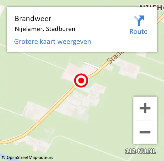 Locatie op kaart van de 112 melding: Brandweer Nijelamer, Stadburen op 12 juli 2018 12:07