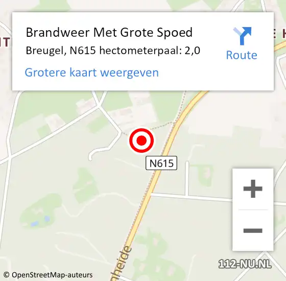 Locatie op kaart van de 112 melding: Brandweer Met Grote Spoed Naar Lieshout, N615 hectometerpaal: 2,0 op 12 juli 2018 13:29