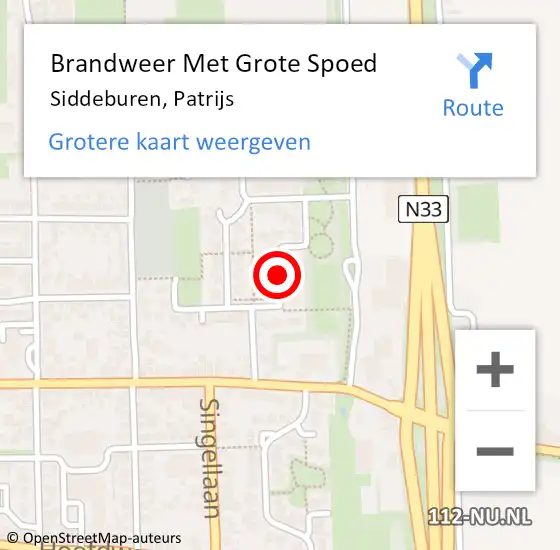 Locatie op kaart van de 112 melding: Brandweer Met Grote Spoed Naar Siddeburen, Patrijs op 12 juli 2018 13:53