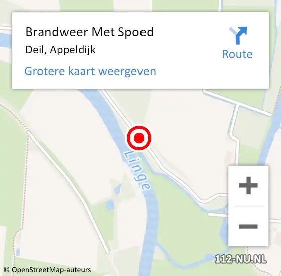 Locatie op kaart van de 112 melding: Brandweer Met Spoed Naar Deil, Appeldijk op 12 juli 2018 14:07