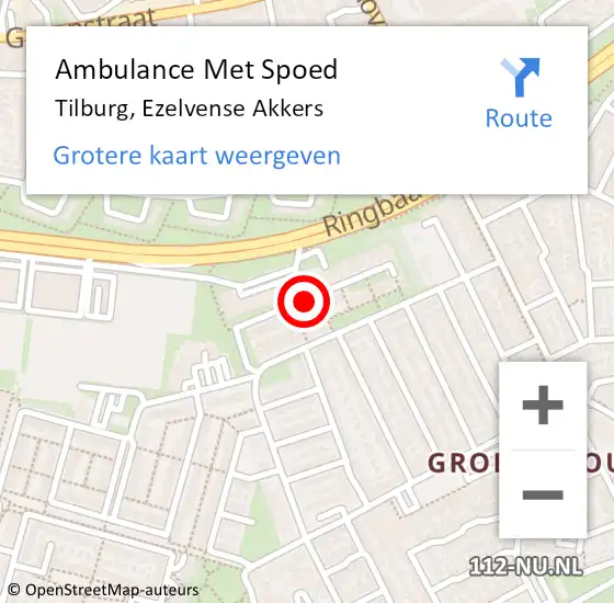Locatie op kaart van de 112 melding: Ambulance Met Spoed Naar Tilburg, Ezelvense Akkers op 12 juli 2018 14:35