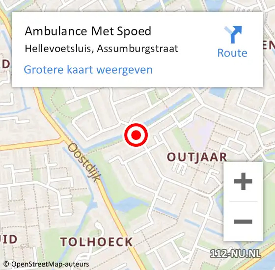 Locatie op kaart van de 112 melding: Ambulance Met Spoed Naar Hellevoetsluis, Assumburgstraat op 12 juli 2018 14:56