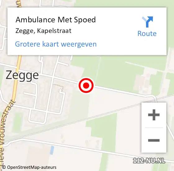 Locatie op kaart van de 112 melding: Ambulance Met Spoed Naar Zegge, Kapelstraat op 12 juli 2018 15:10