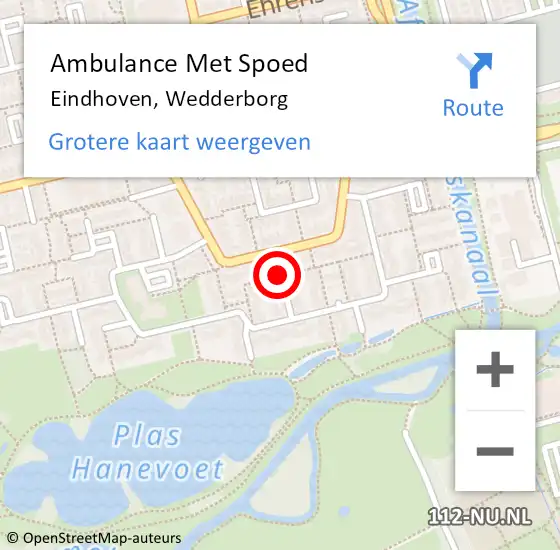 Locatie op kaart van de 112 melding: Ambulance Met Spoed Naar Eindhoven, Wedderborg op 12 juli 2018 15:21