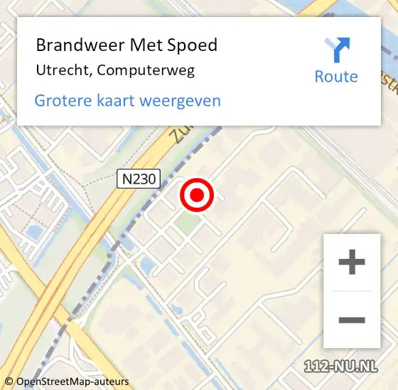Locatie op kaart van de 112 melding: Brandweer Met Spoed Naar Utrecht, Computerweg op 12 juli 2018 15:26