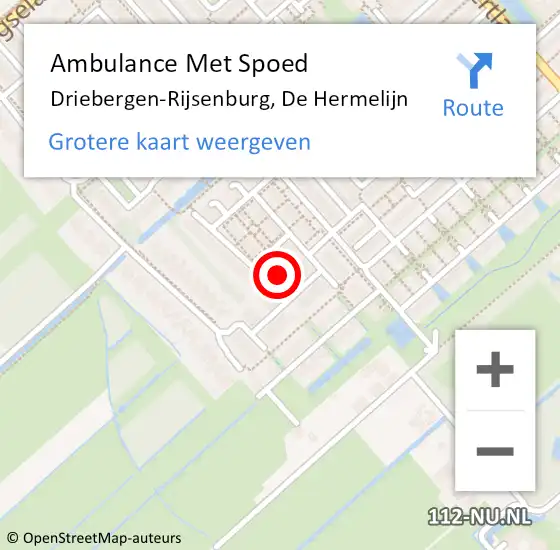 Locatie op kaart van de 112 melding: Ambulance Met Spoed Naar Driebergen-Rijsenburg, De Hermelijn op 12 juli 2018 15:28