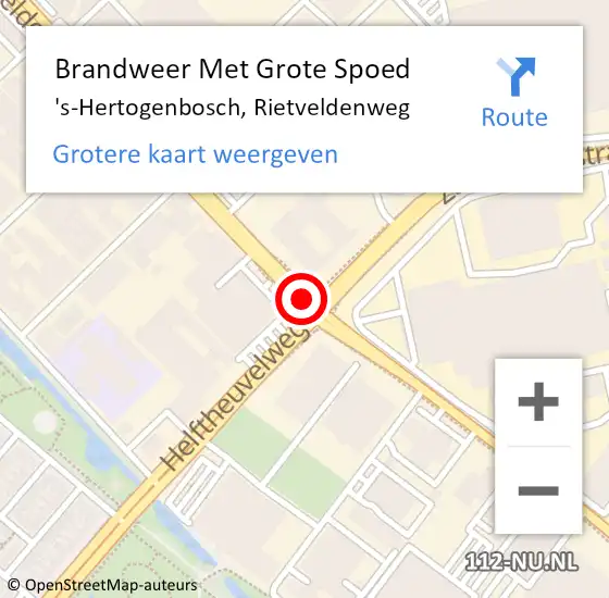 Locatie op kaart van de 112 melding: Brandweer Met Grote Spoed Naar 's-Hertogenbosch, Rietveldenweg op 12 juli 2018 15:45