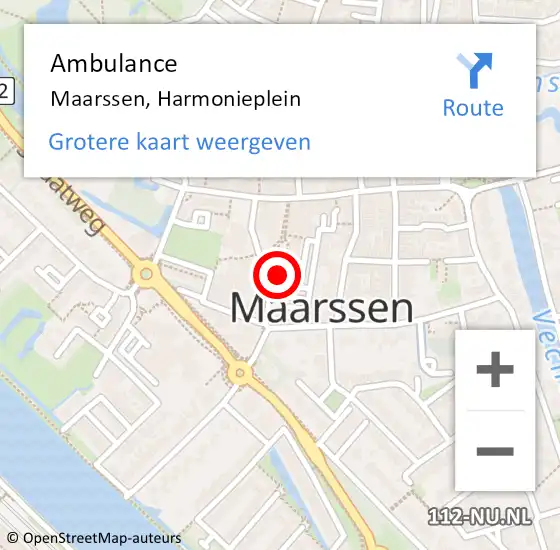 Locatie op kaart van de 112 melding: Ambulance Maarssen, Harmonieplein op 12 juli 2018 15:53