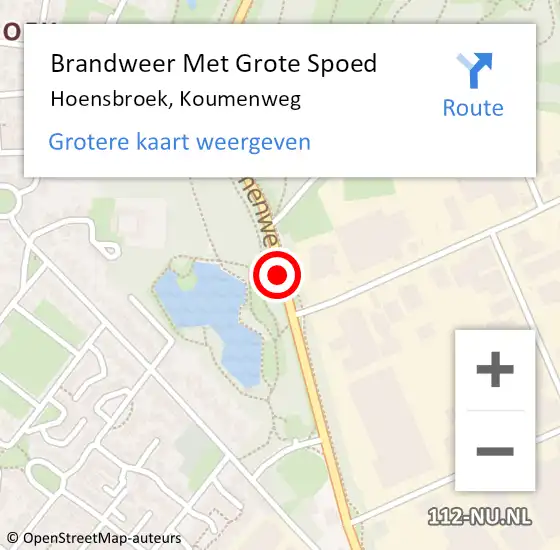 Locatie op kaart van de 112 melding: Brandweer Met Grote Spoed Naar Hoensbroek, Koumenweg op 12 juli 2018 15:59