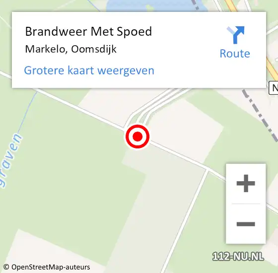 Locatie op kaart van de 112 melding: Brandweer Met Spoed Naar Markelo, Oomsdijk op 12 juli 2018 16:02
