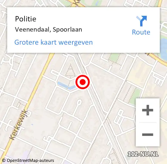 Locatie op kaart van de 112 melding: Politie Veenendaal, Spoorlaan op 12 juli 2018 16:06